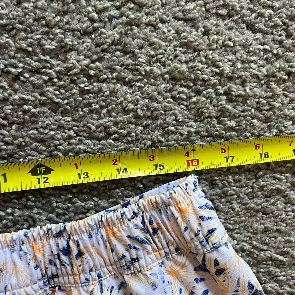 Johnnie-O The Half Elastic 7” Surf Shorts Trunks Grenada Yellow White Blue L